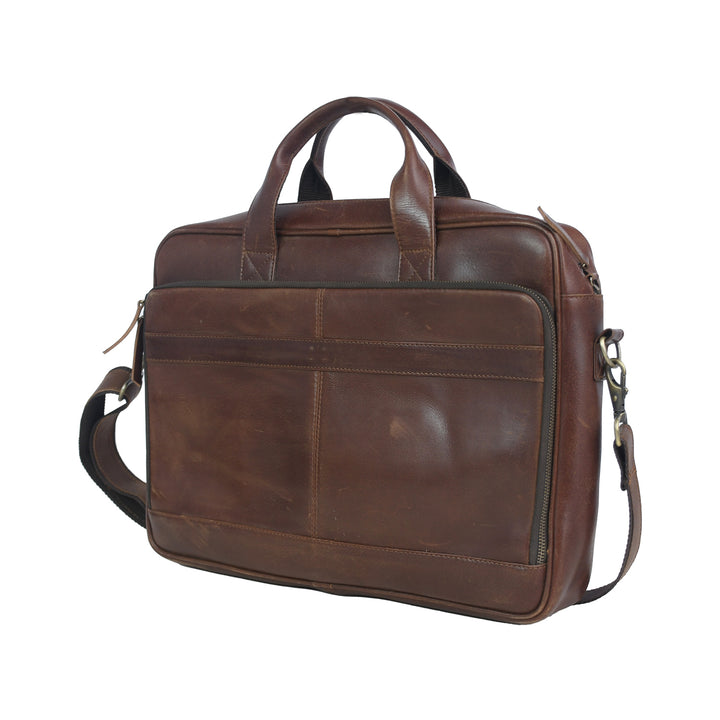 Vintage Brown Genuine Leather Laptop Bag – Executive Office Briefcase