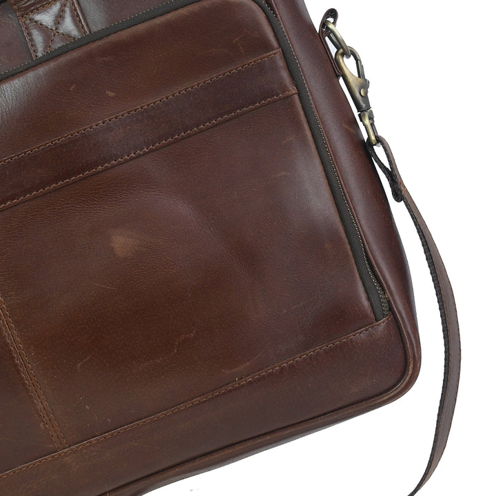 Vintage Brown Genuine Leather Laptop Bag – Executive Office Briefcase