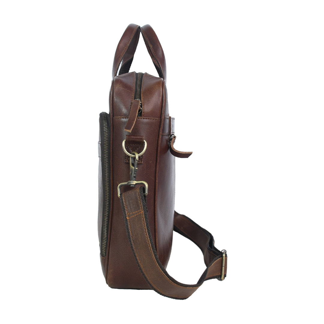 Vintage Brown Genuine Leather Laptop Bag – Executive Office Briefcase