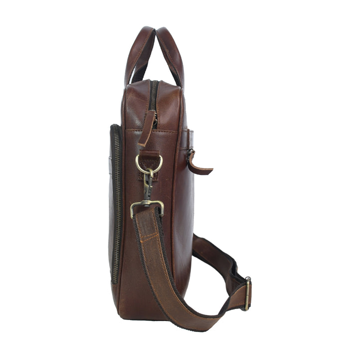 Vintage Brown Genuine Leather Laptop Bag – Executive Office Briefcase