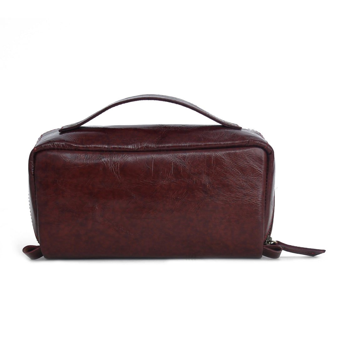 Leather Toiletry bag on a white background