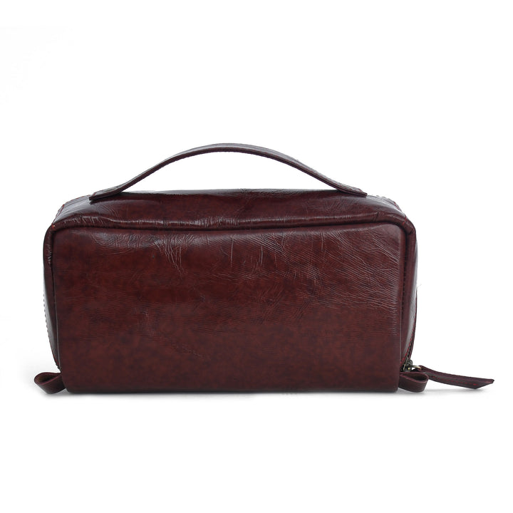Leather Toiletry bag on a white background