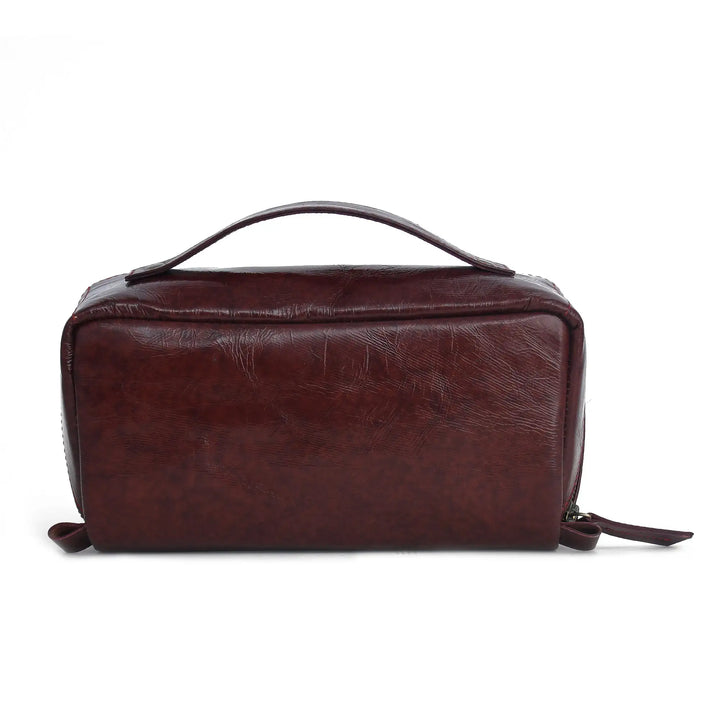 Leather Toiletry bag on a white background