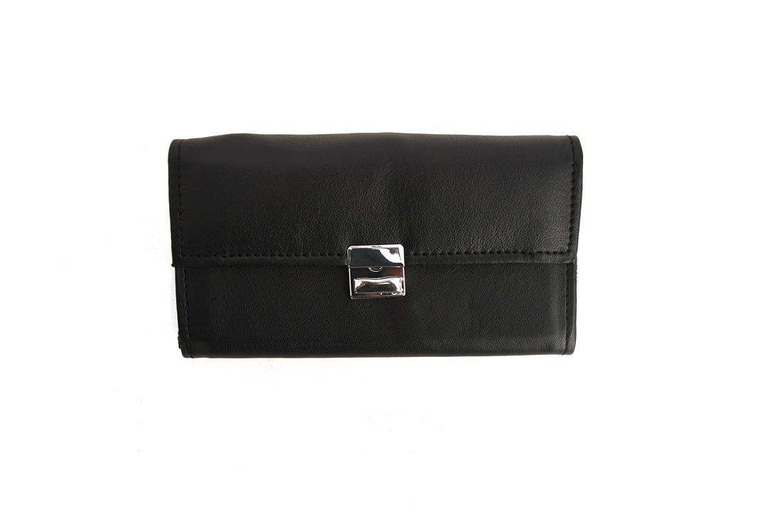 Black leather Waiter wallet on a white background