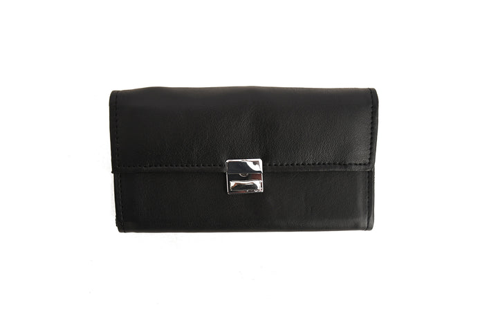 Black leather Waiter wallet on a white background