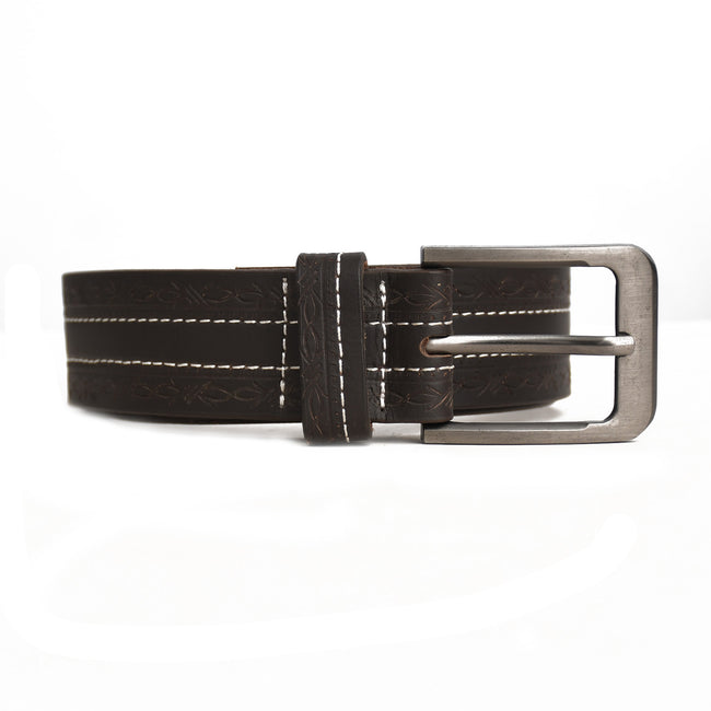 Premium Hand Made Genuine Leather Embossed Stitch Belt