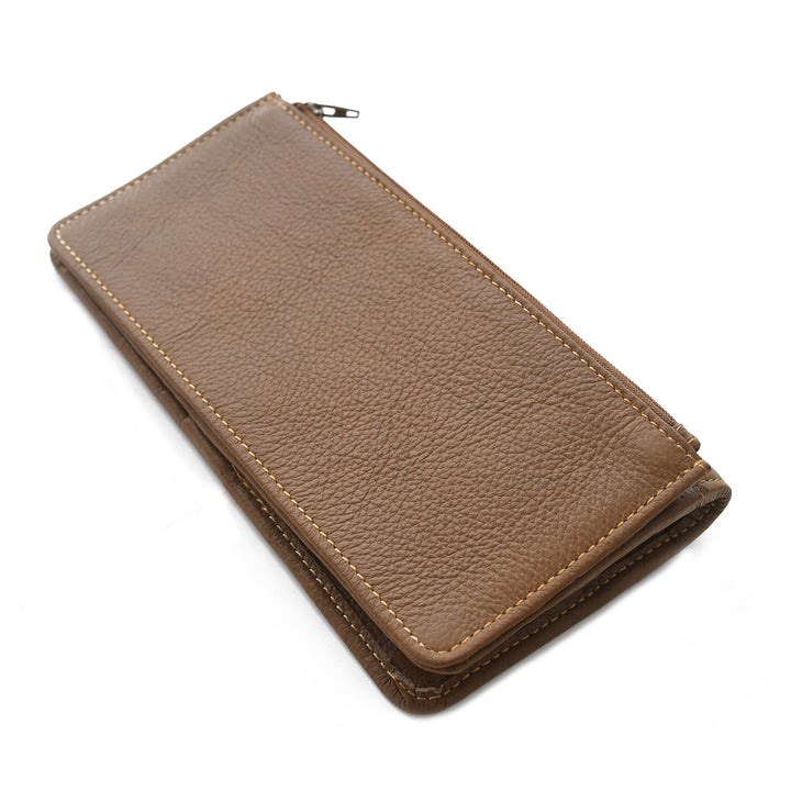 Brown leather wallet on a white background