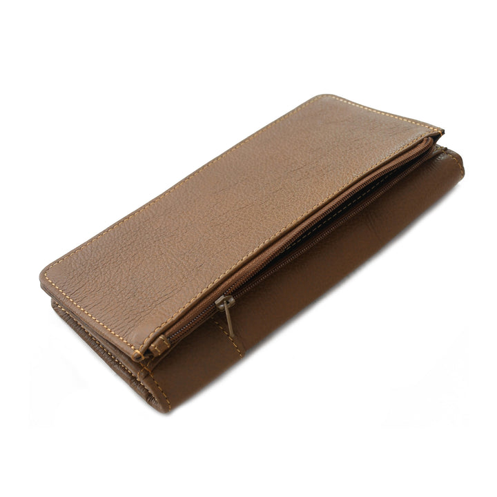 Brown leather wallet on a white background