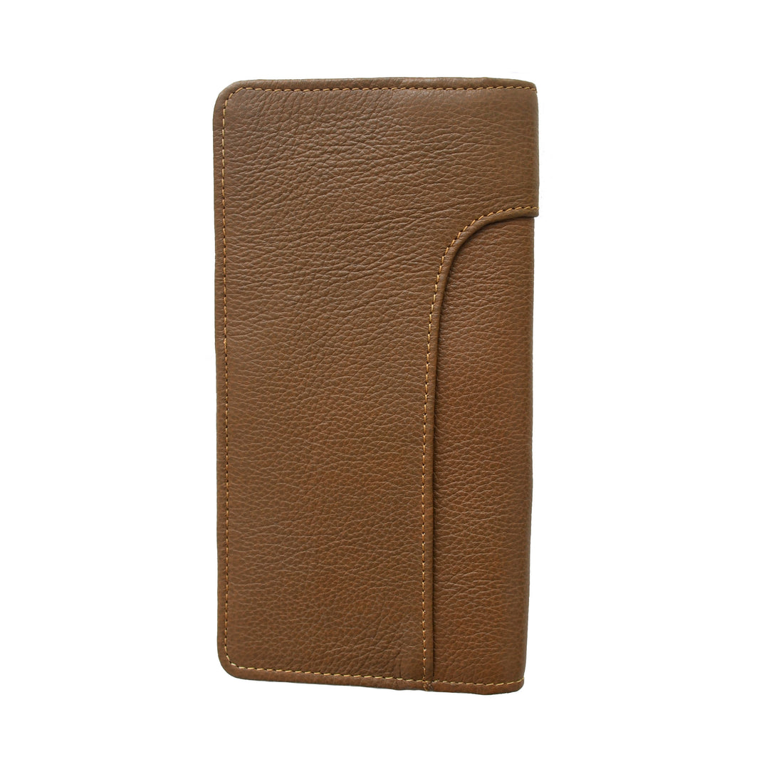 Brown leather phone case on a white background