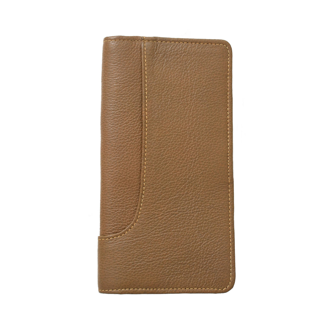 Brown leather wallet on a white background