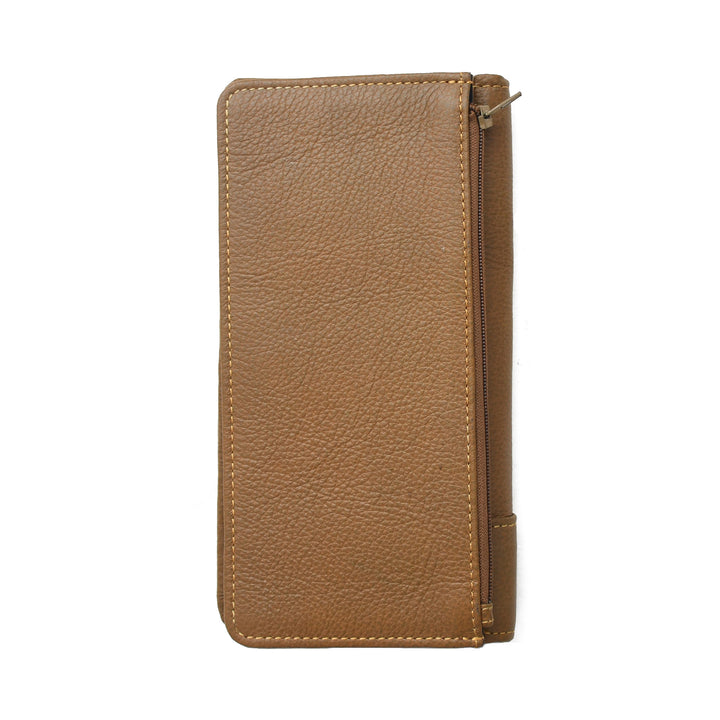 Brown leather wallet on a white background