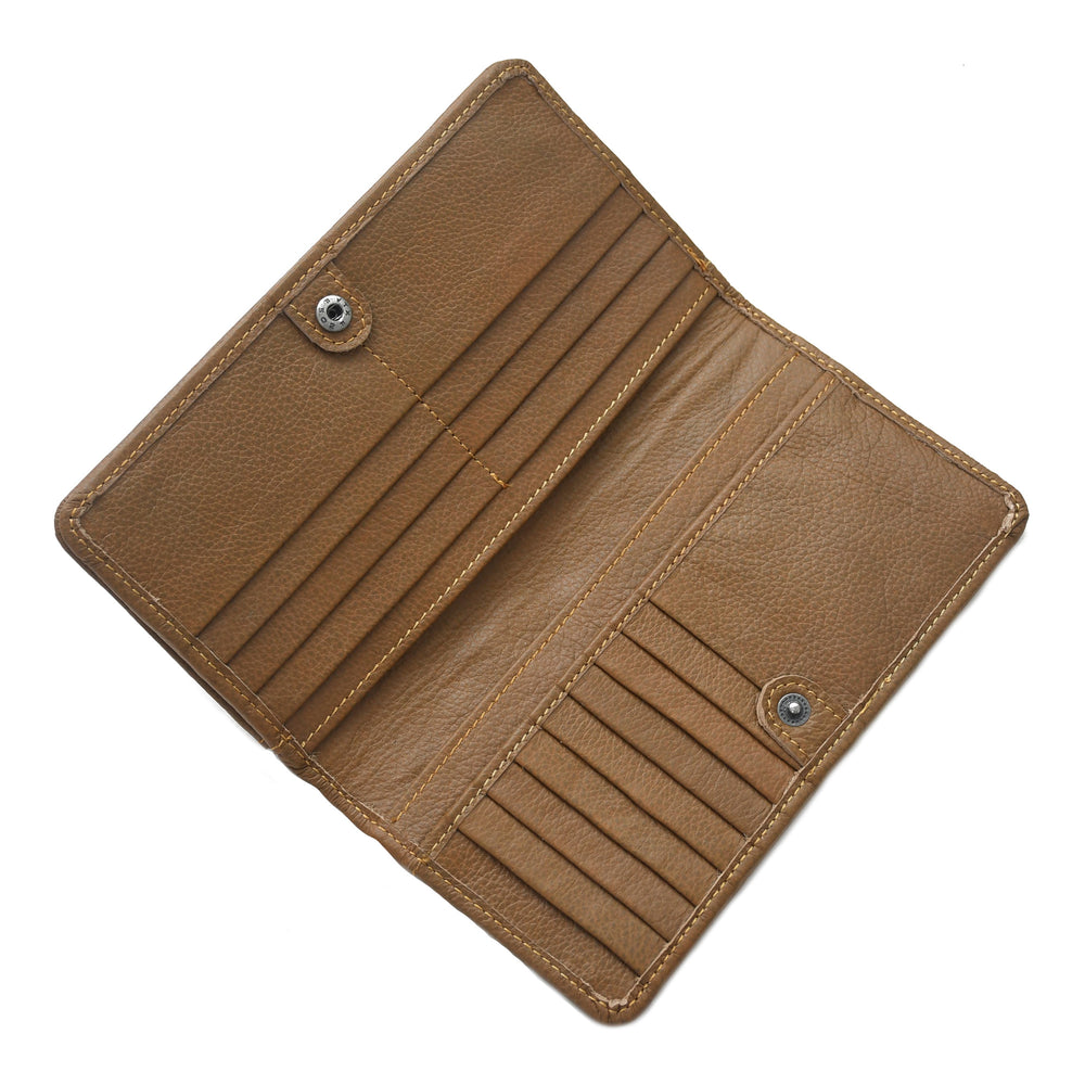 Brown leather wallet on a white background