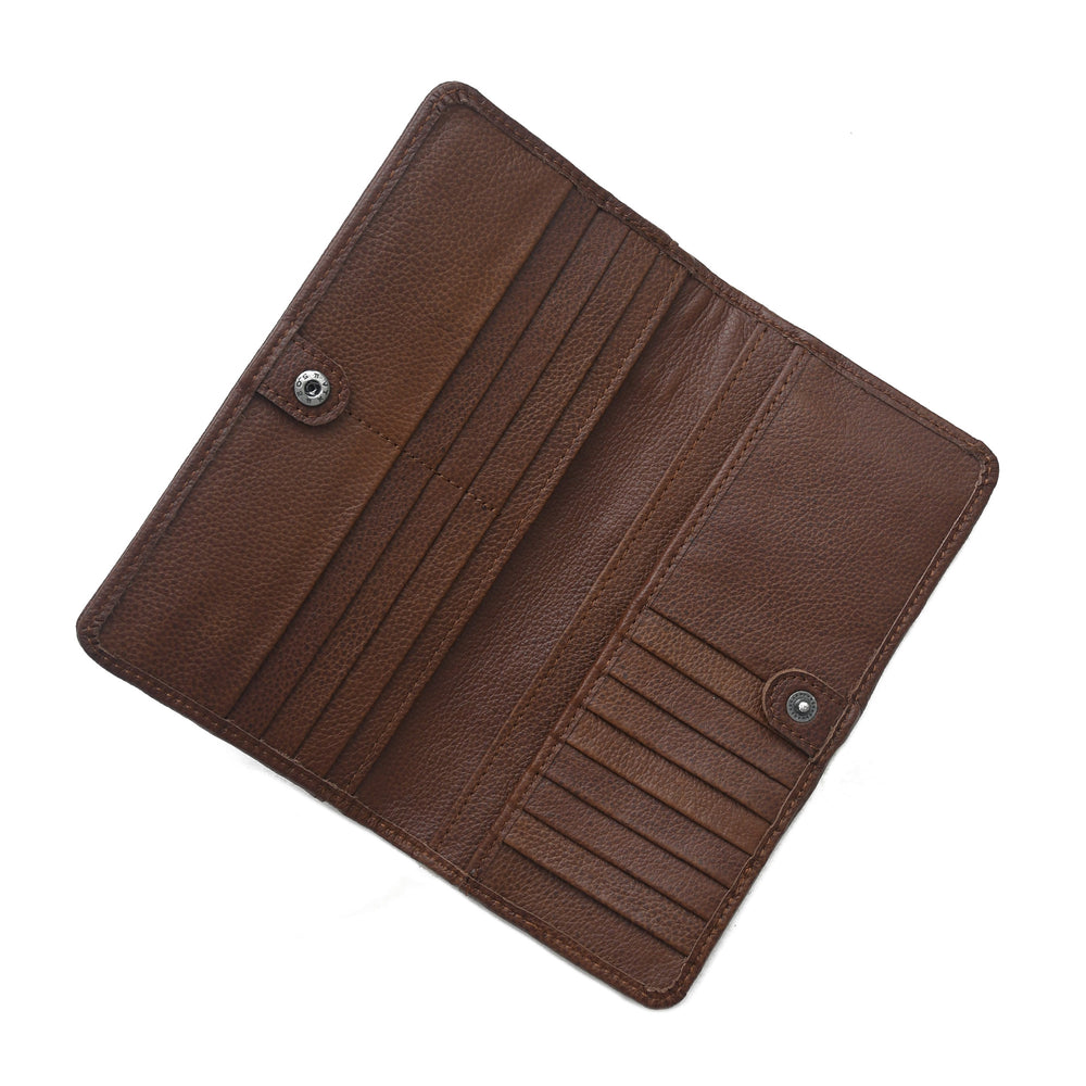 Brown leather wallet on a white background
