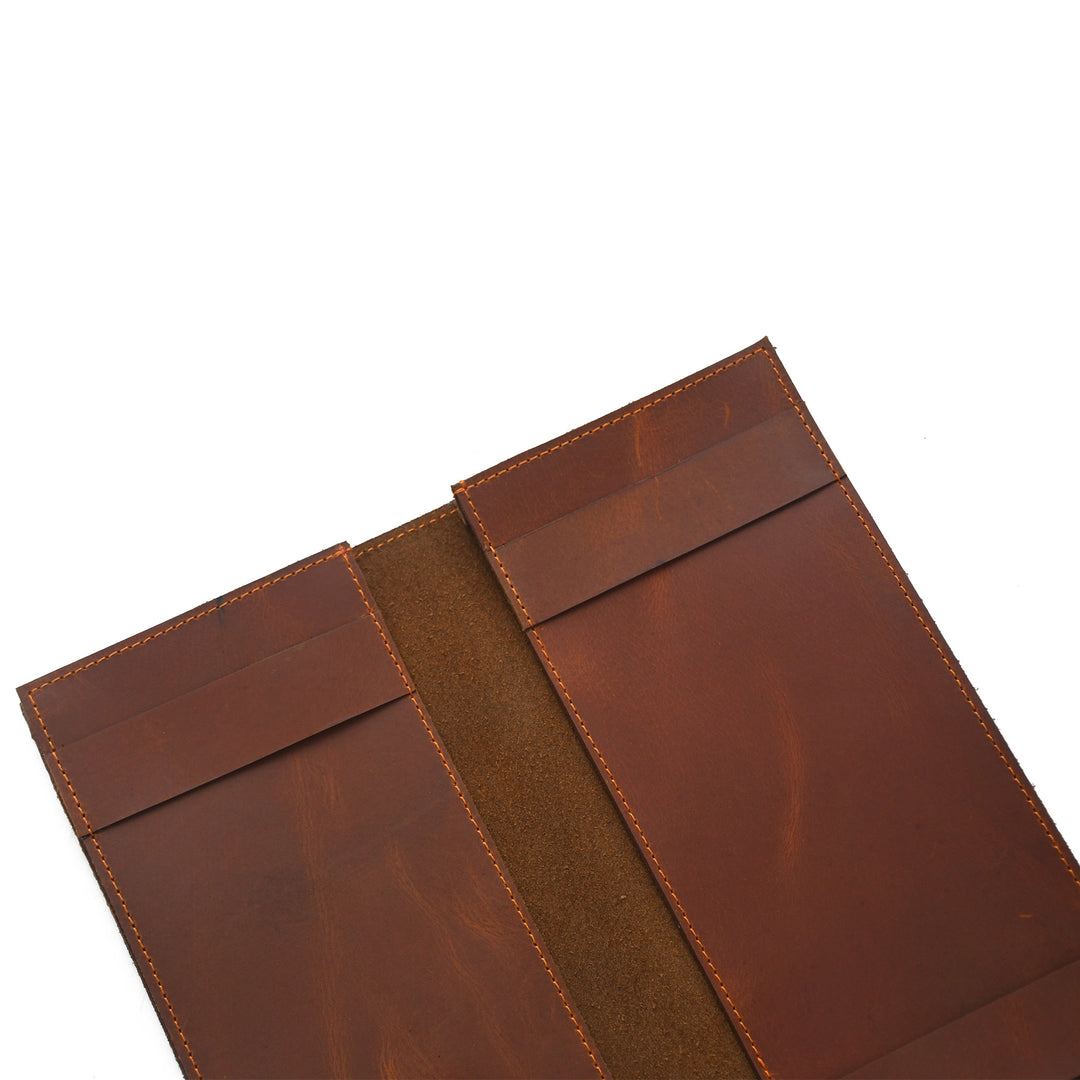 Three brown leather envelopes on a white background