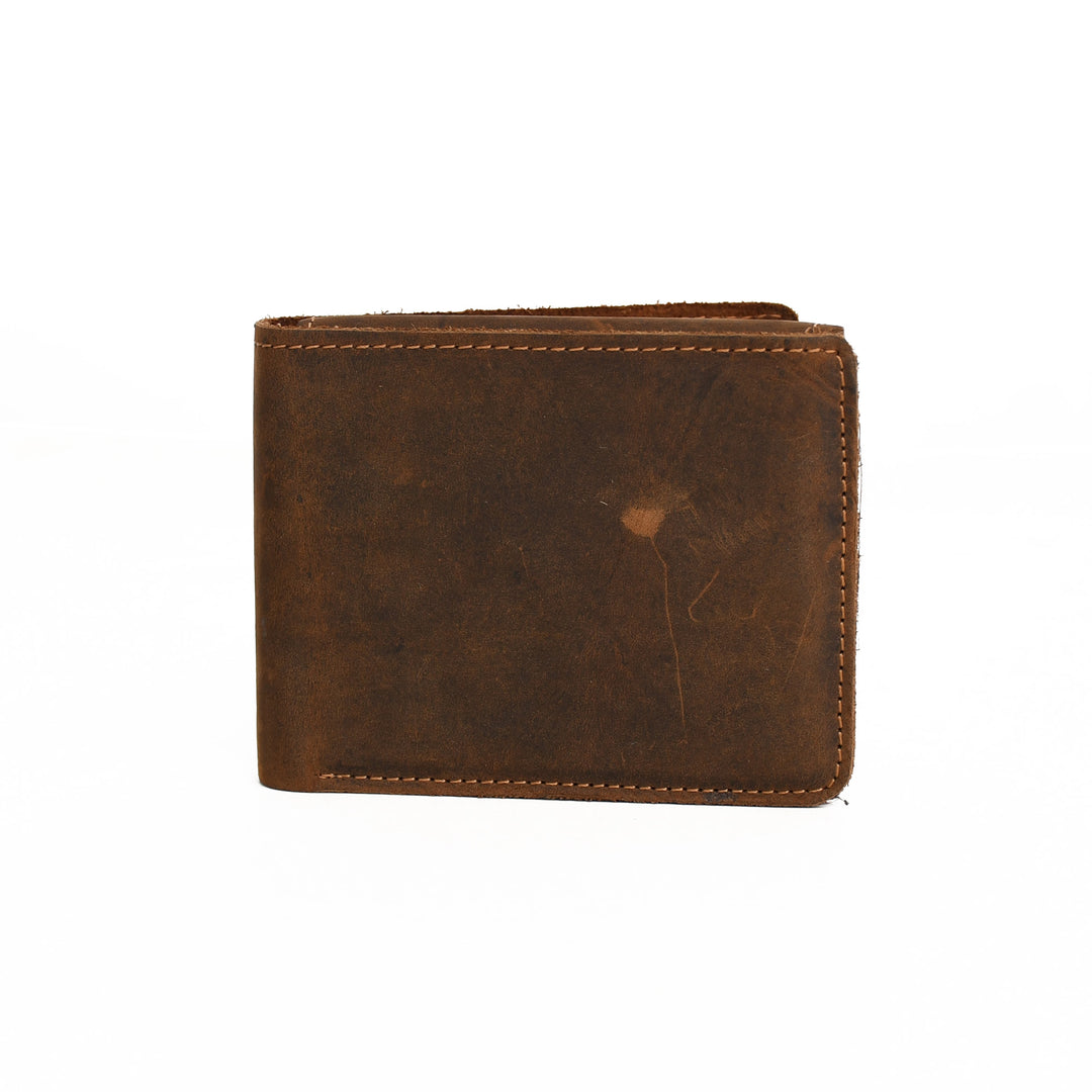 Brown leather wallet on a white background