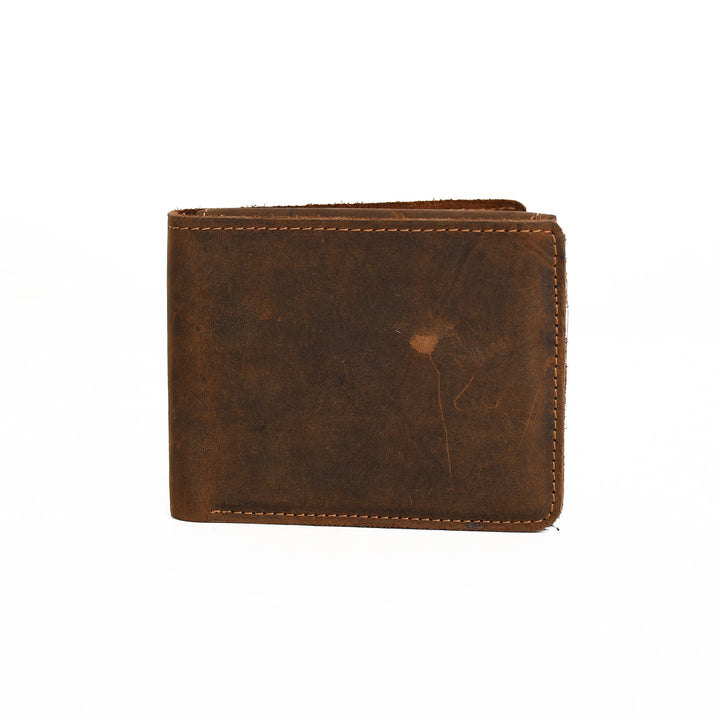 Brown leather wallet on a white background