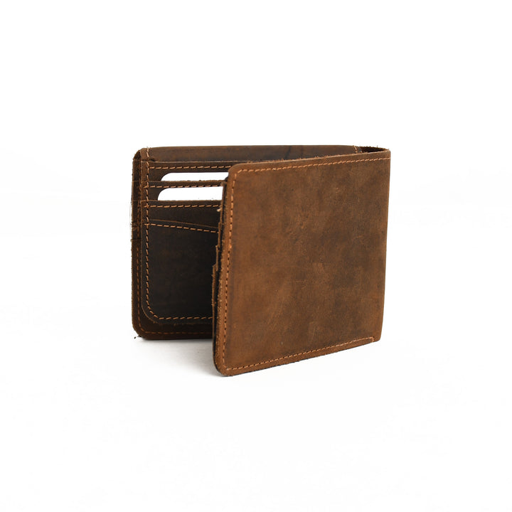 Brown leather wallet on a white background