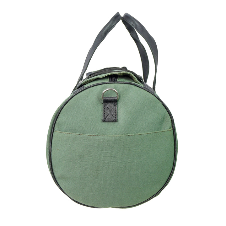 Green round bag with a strap on a white background