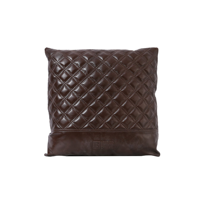Brown quilted pillow on a white background