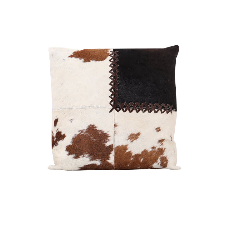 Cowhide leather cushion with a white background