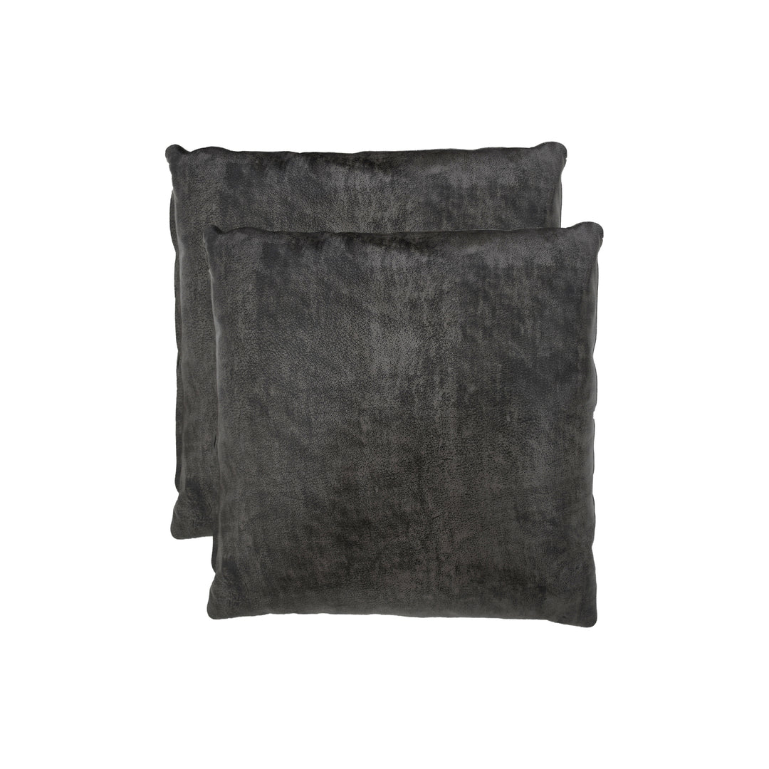 Two dark gray cushions on a white background