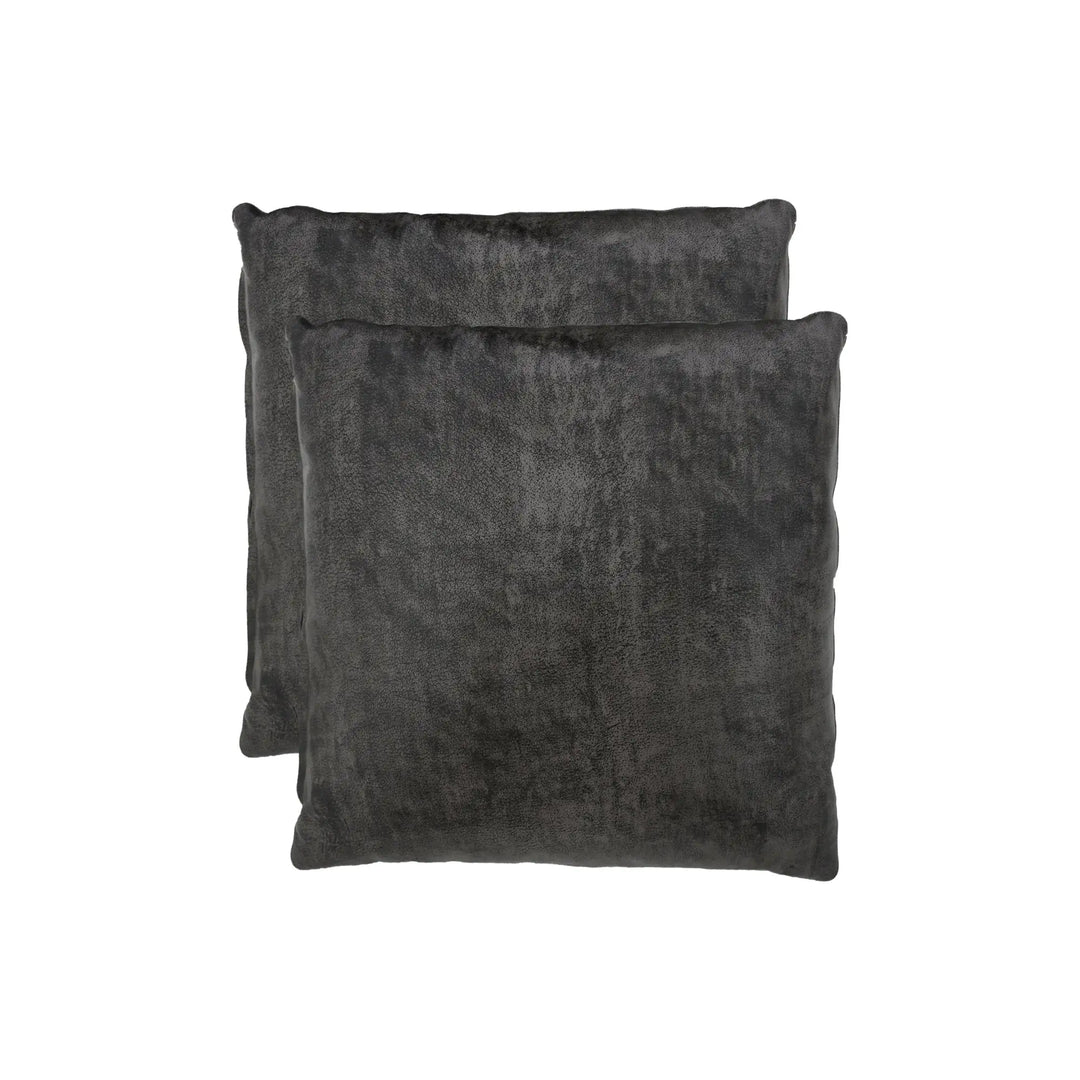 Two dark gray cushions on a white background