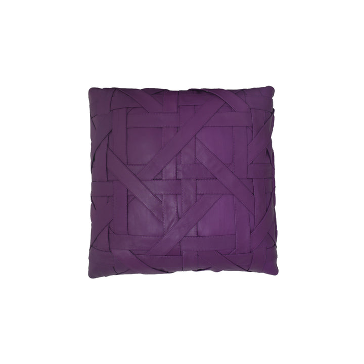 Purple woven pillow on a white background