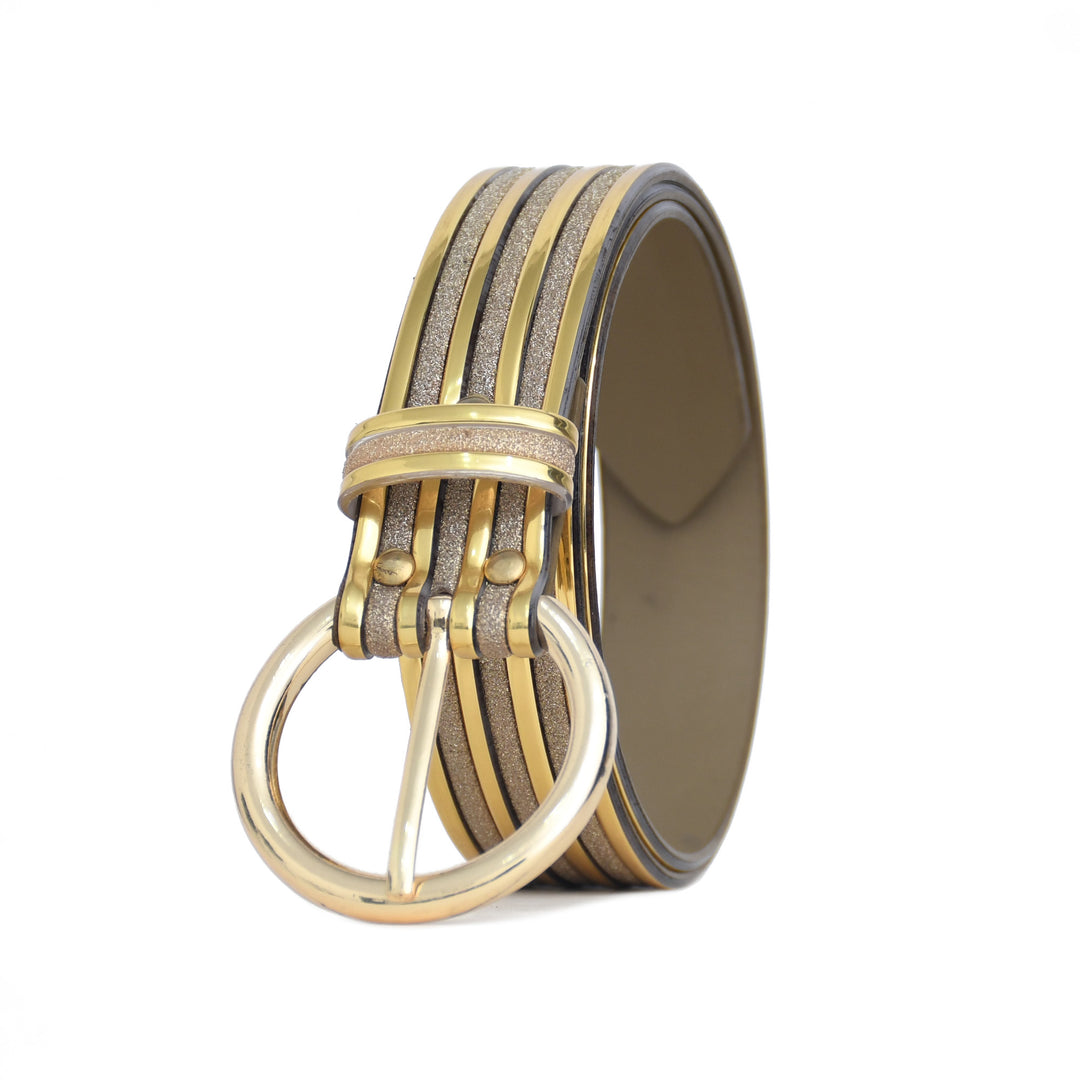 Belt with gold buckle on a white background