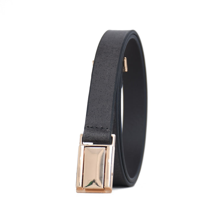 Luxury Handmade Genuine Leather Ladies Belt – Black Automatic Buckle
