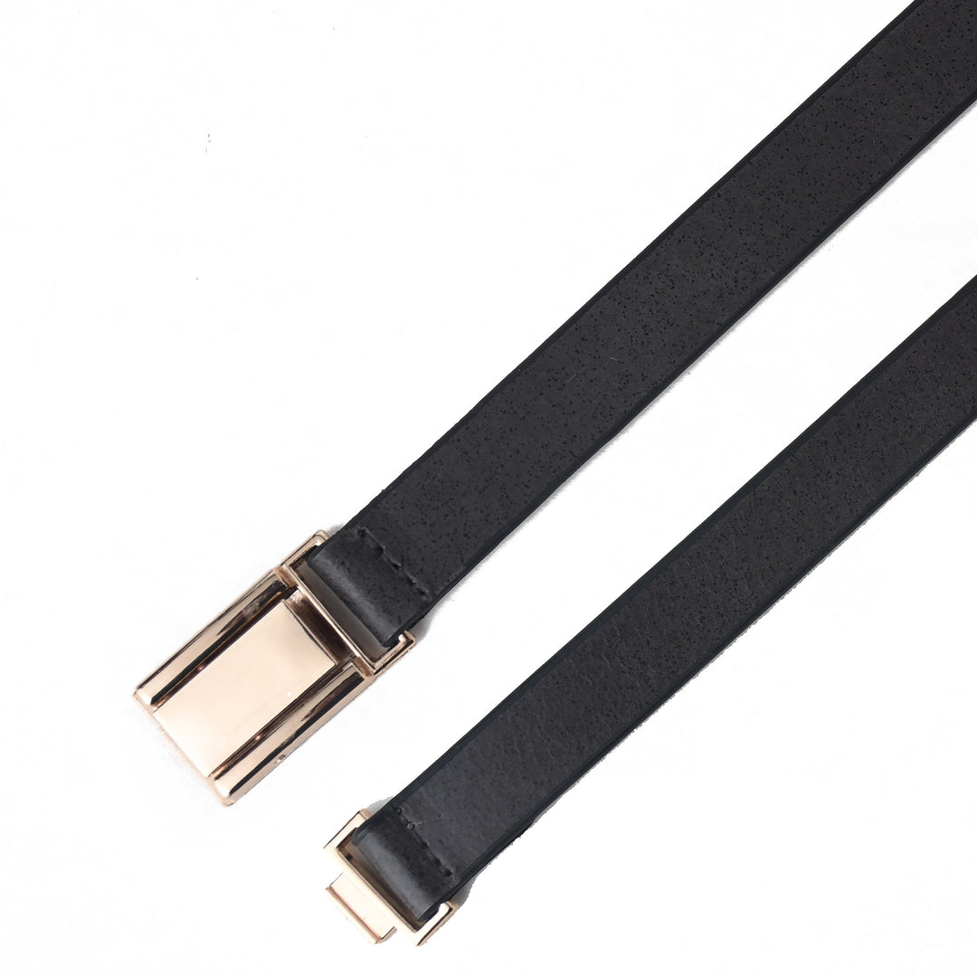 Luxury Handmade Genuine Leather Ladies Belt – Black Automatic Buckle