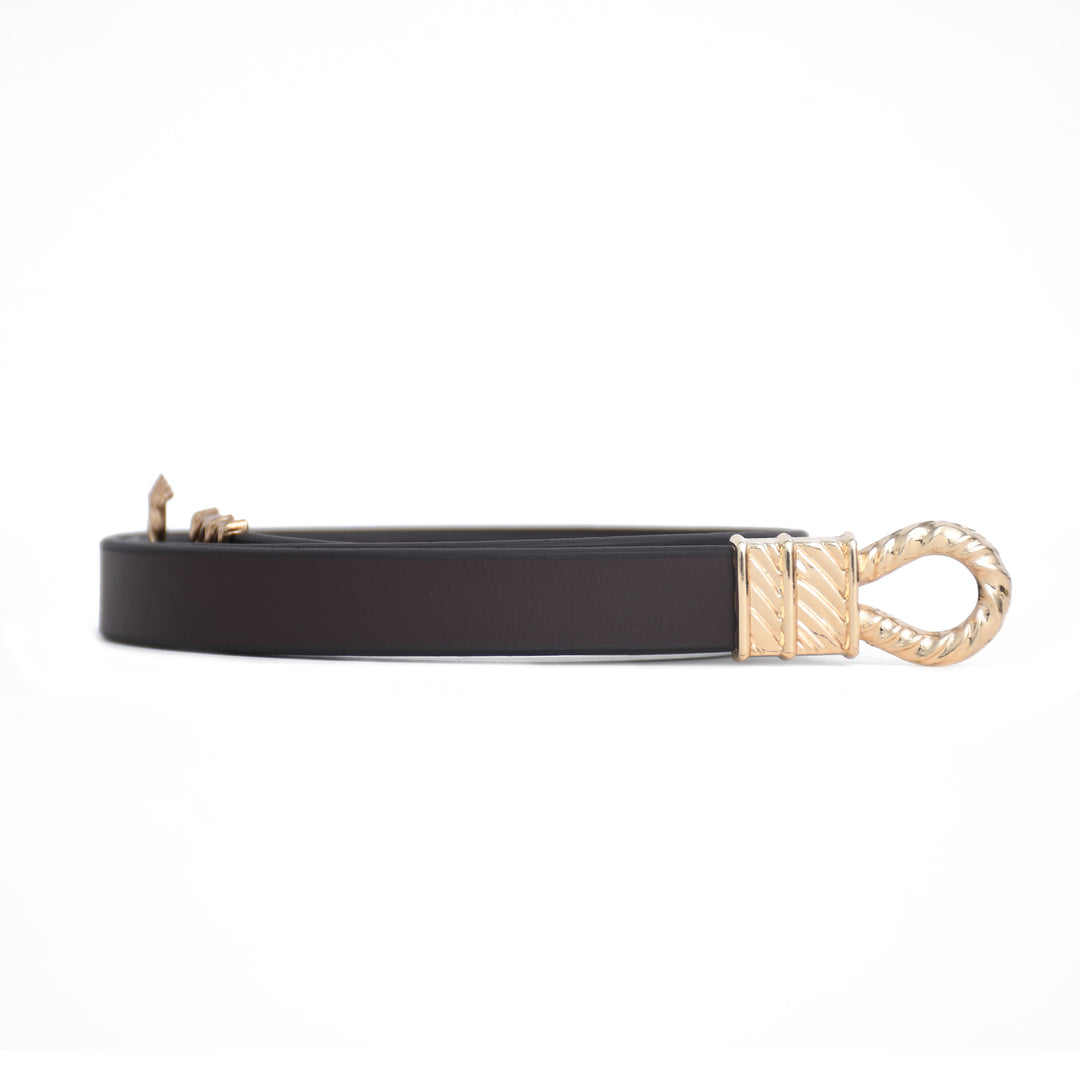 Ladies belt with gold buckle on a white background