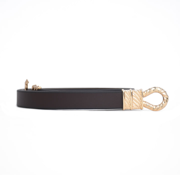 Ladies belt with gold buckle on a white background