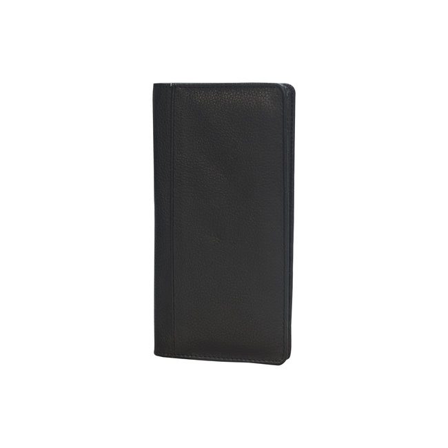 Premium Handmade Genuine Leather Long Bifold Wallet – Classic Black