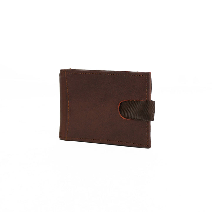 Brown leather wallet on a white background