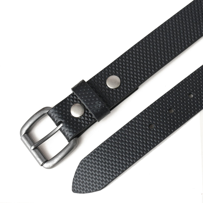 Premium Handmade Genuine Leather Textured Belt — Modern Black