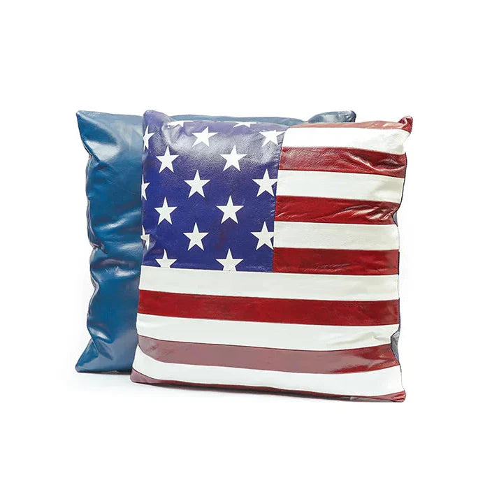 Pillow with American flag design on a white background