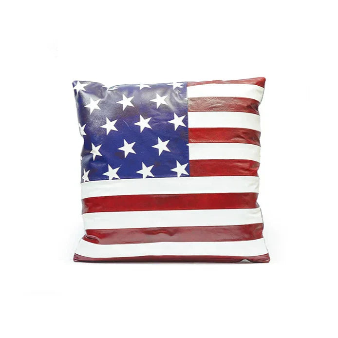 Pillow with American flag design on a white background