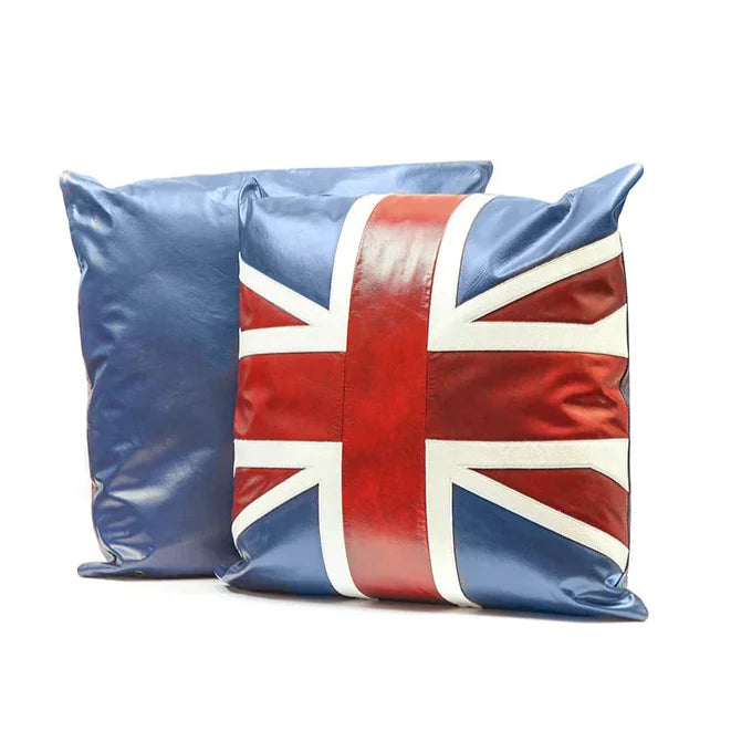 Pillow with Union Jack design on a white background