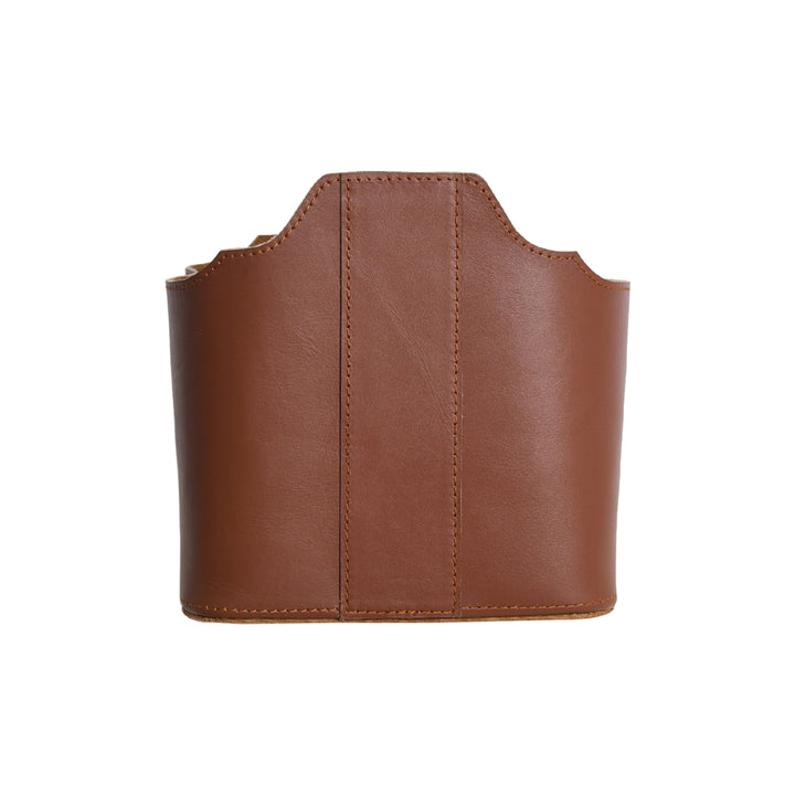Brown leather organizer on a white background