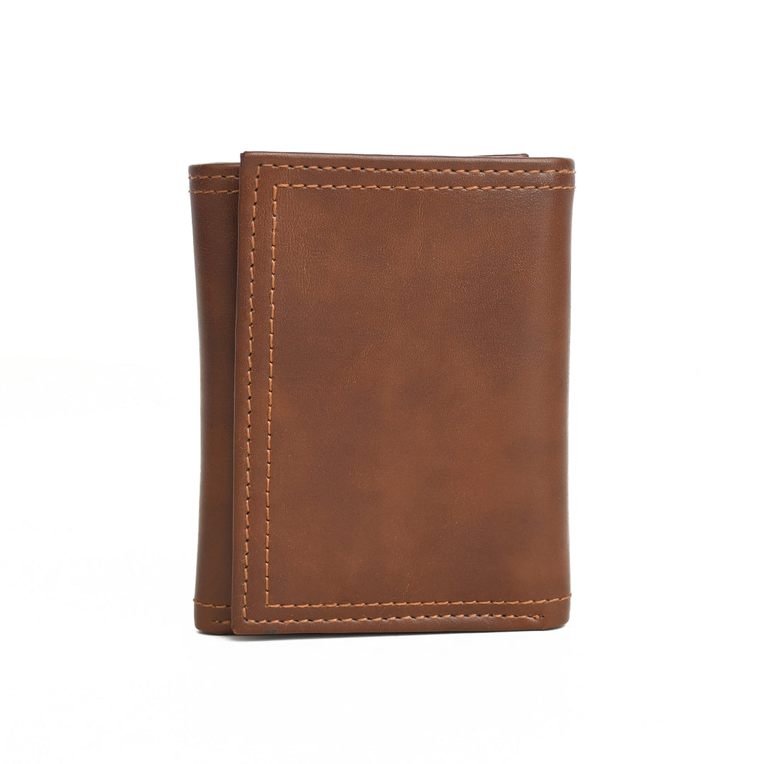 Brown leather wallet on a white background