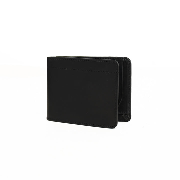 Black leather wallet on a white background