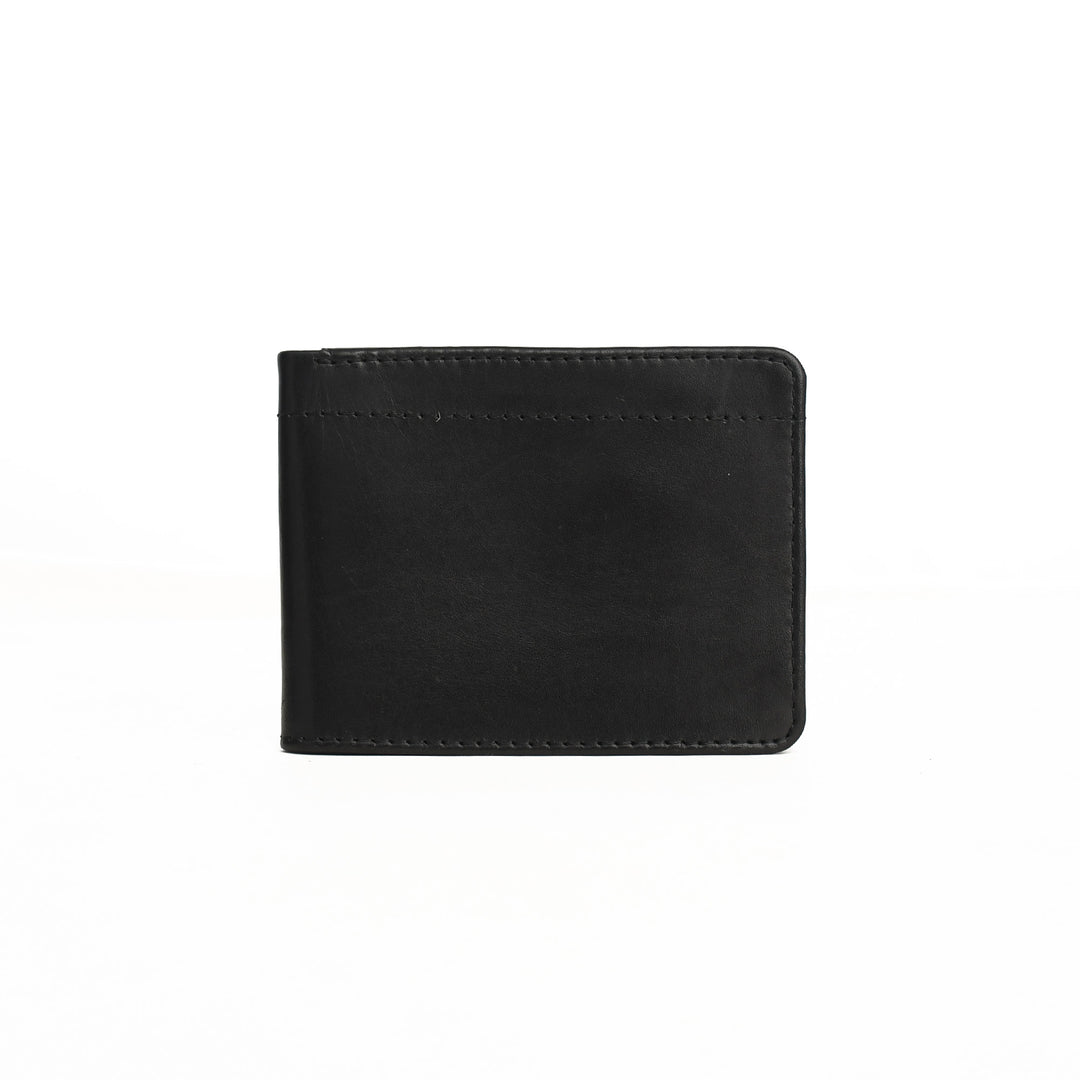 Black leather wallet on a white background