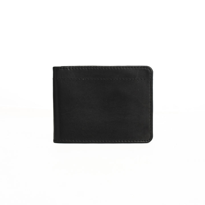 Black leather wallet on a white background