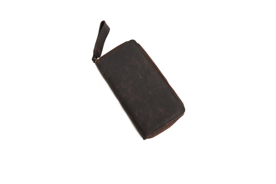 Black leather wallet on a white background