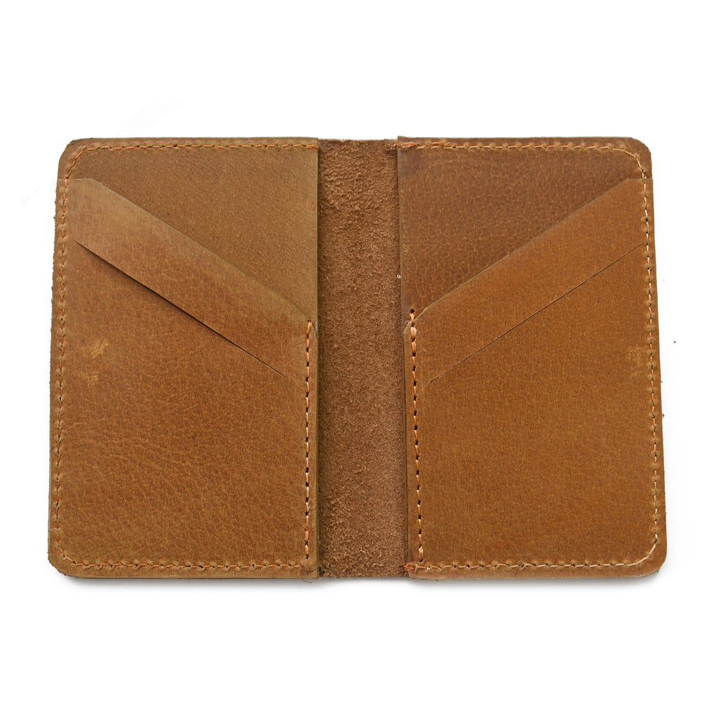 Brown leather wallet on a white background