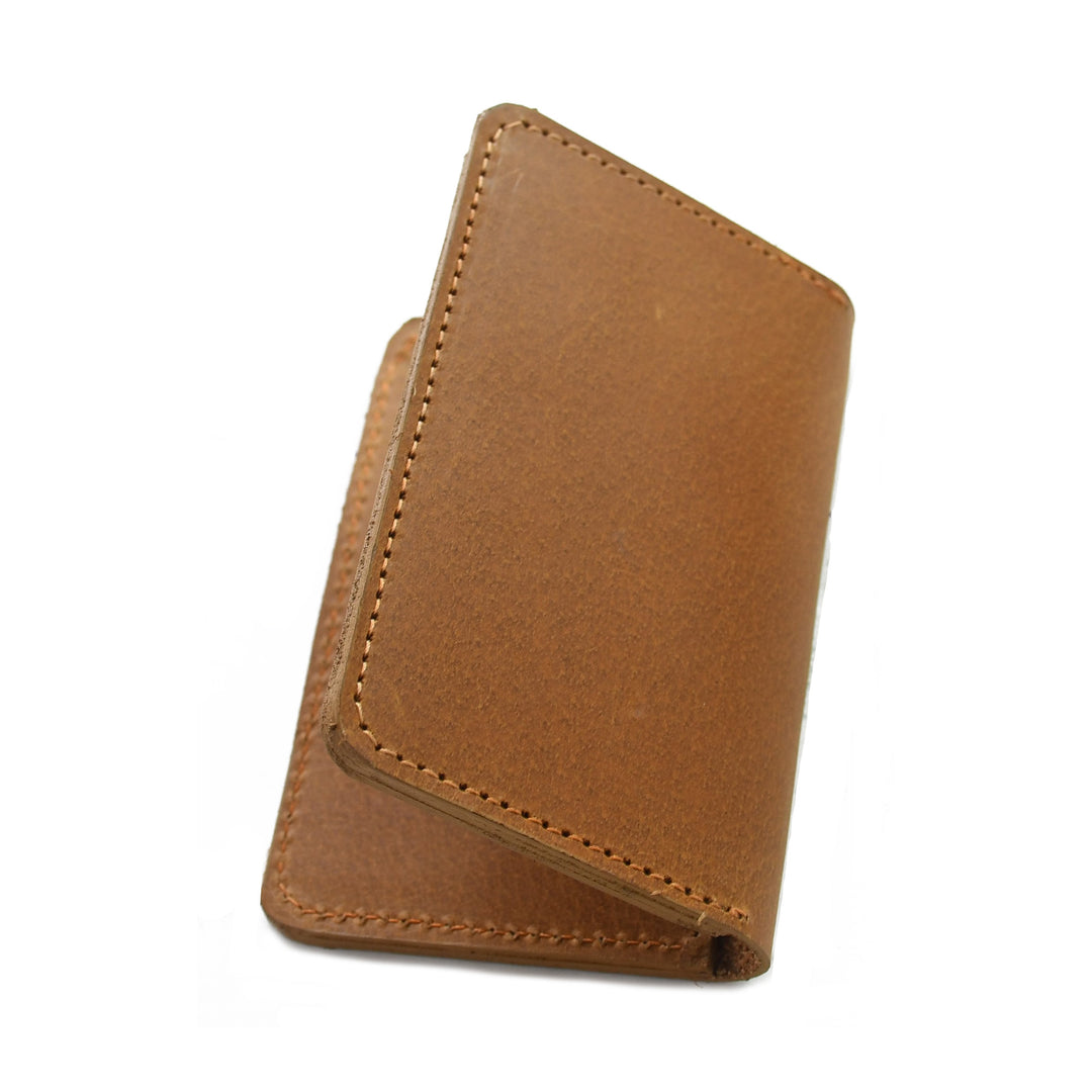 Brown leather wallet on a white background