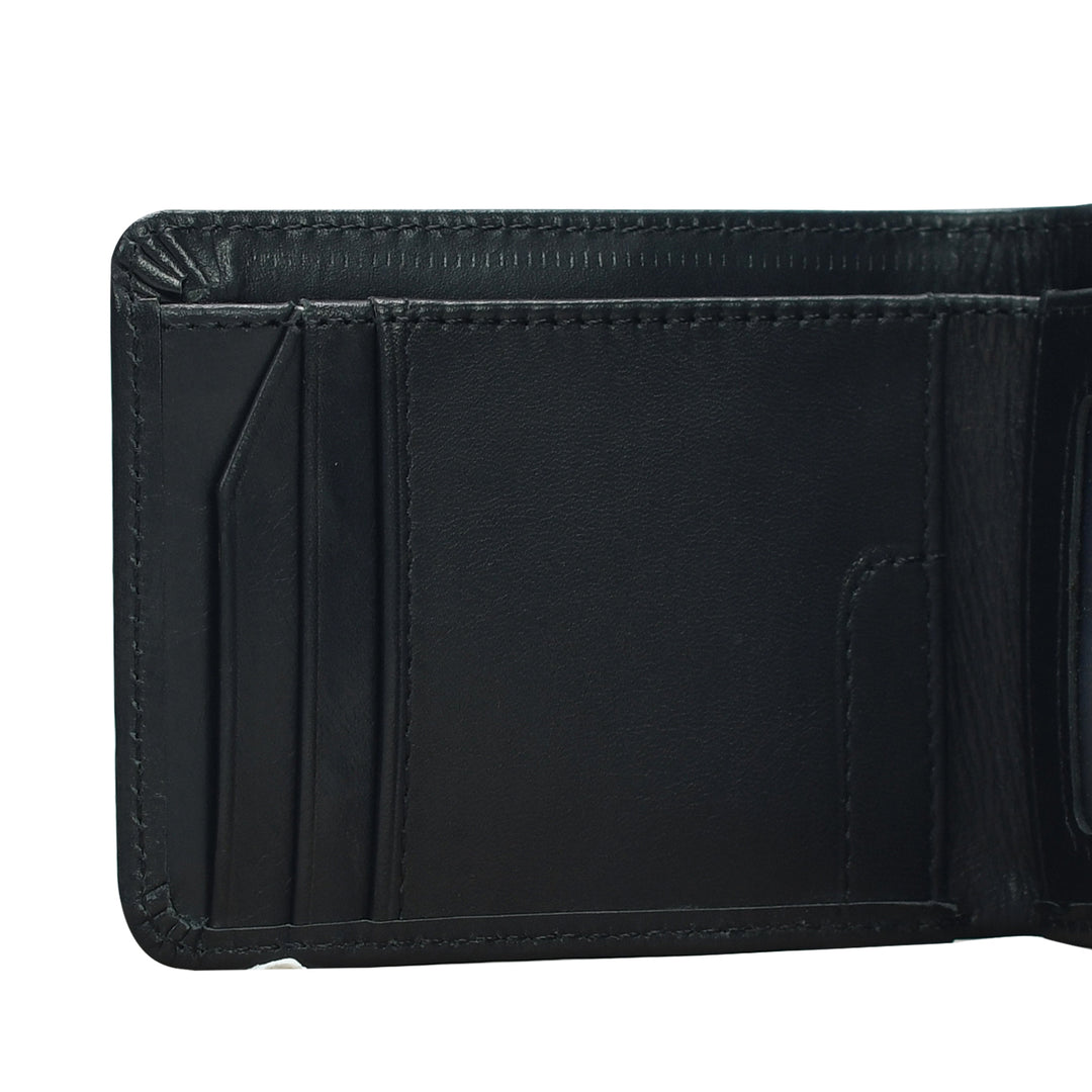 Black leather wallet on a white background