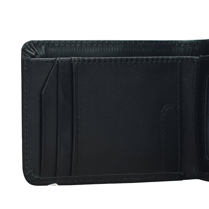 Black leather wallet on a white background