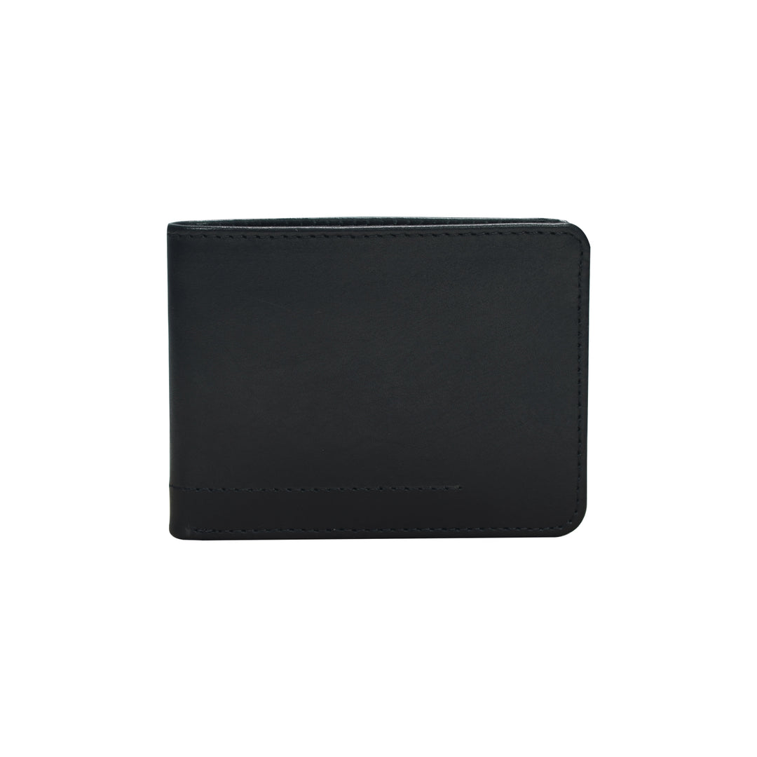 Black leather wallet on a white background