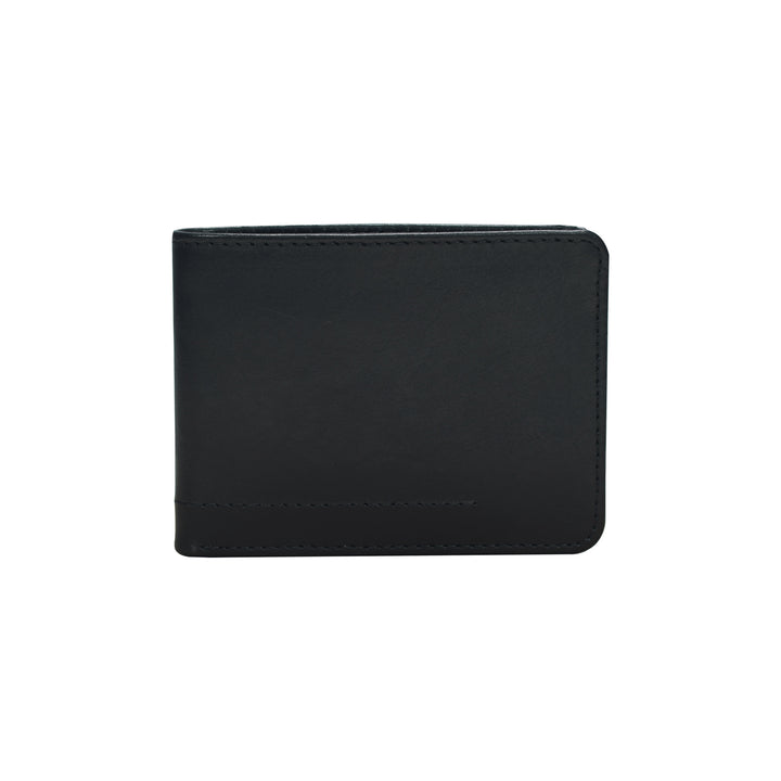 Black leather wallet on a white background